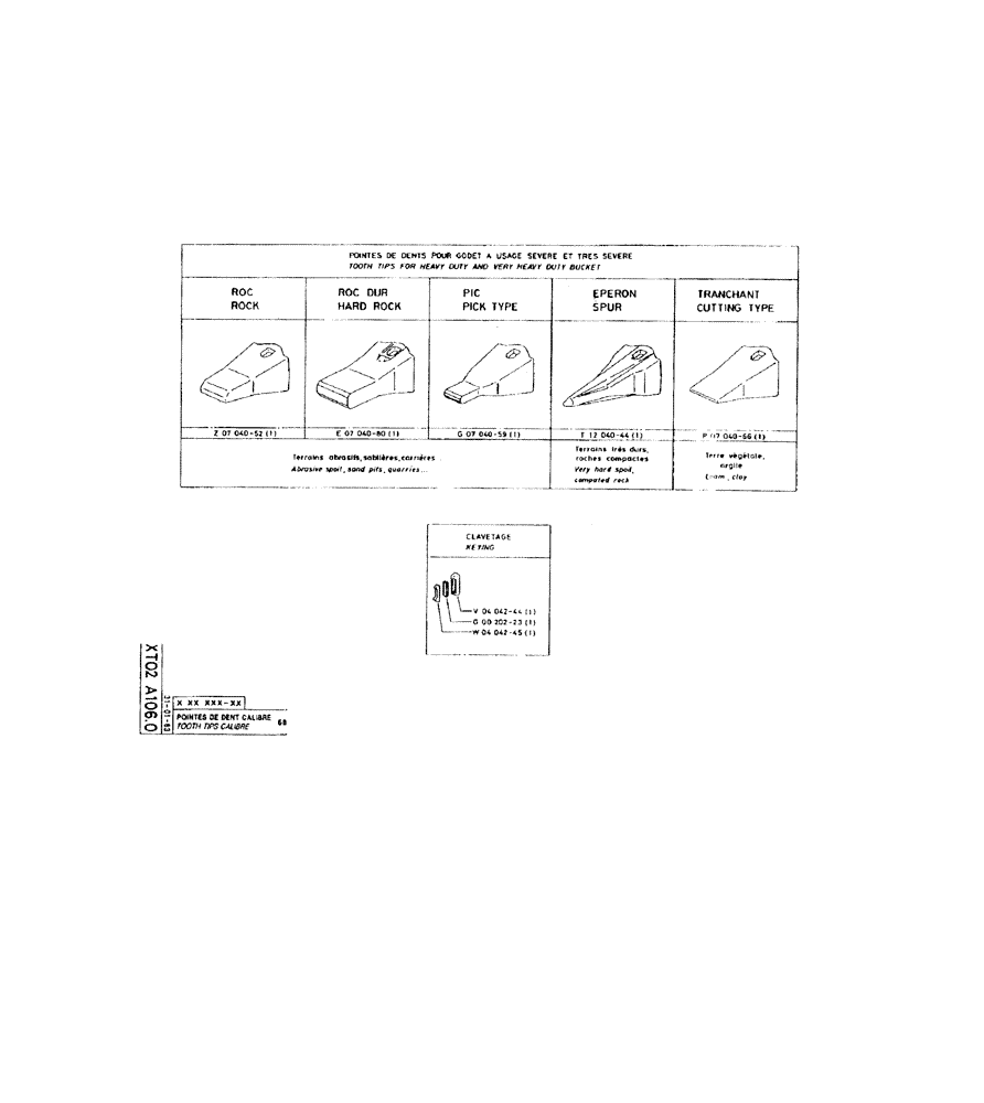 Схема запчастей Case 220 - (305) - TOOTH TIPS CALIBRE (19) - BUCKETS