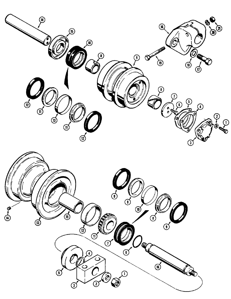 Схема запчастей Case 880 - (142) - D48684 TRACK CARRIER ROLLER, (USED ON UNITS W/S.N. 6200000 - 6201274), FOR ID - SEE ITEM 3 OF ILL. (04) - UNDERCARRIAGE