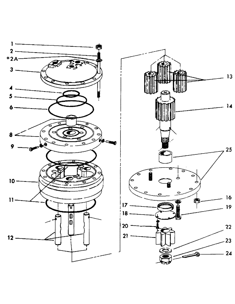 Схема запчастей Case 30YC - (045) - TURNTABLE SWING MOTOR, USED ON UNITS W/SERIAL NOS. 1 THRU 299. (07) - HYDRAULIC SYSTEM