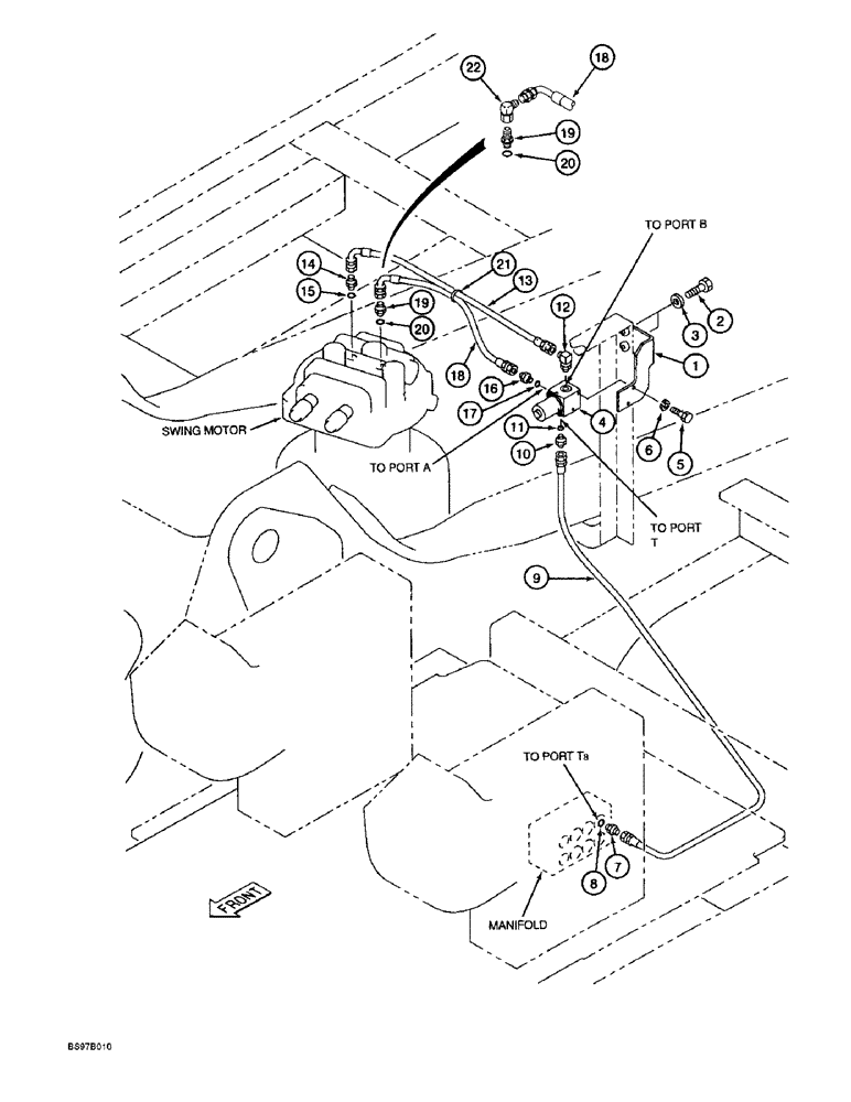Схема запчастей Case 9040B - (8-060) - FREE SWING CIRCUIT (08) - HYDRAULICS