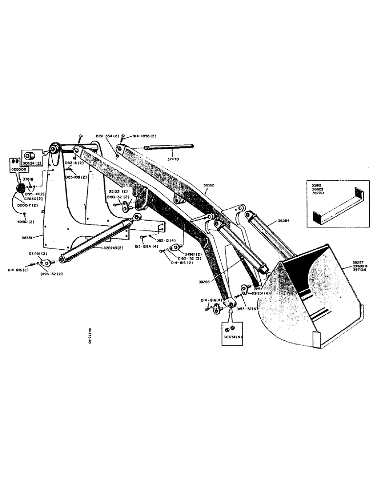 Схема запчастей Case 310 - (46) - LOADER FRAME, LIFT ARM, BUCKET, AND CYLINDERS 
