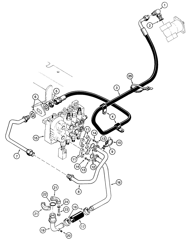 Схема запчастей Case 855E - (8-010) - EQUIPMENT HYDRAULIC CIRCUIT, PUMP TO CONTROL VALVE AND RESERVOIR *LOADER MODELS (08) - HYDRAULICS