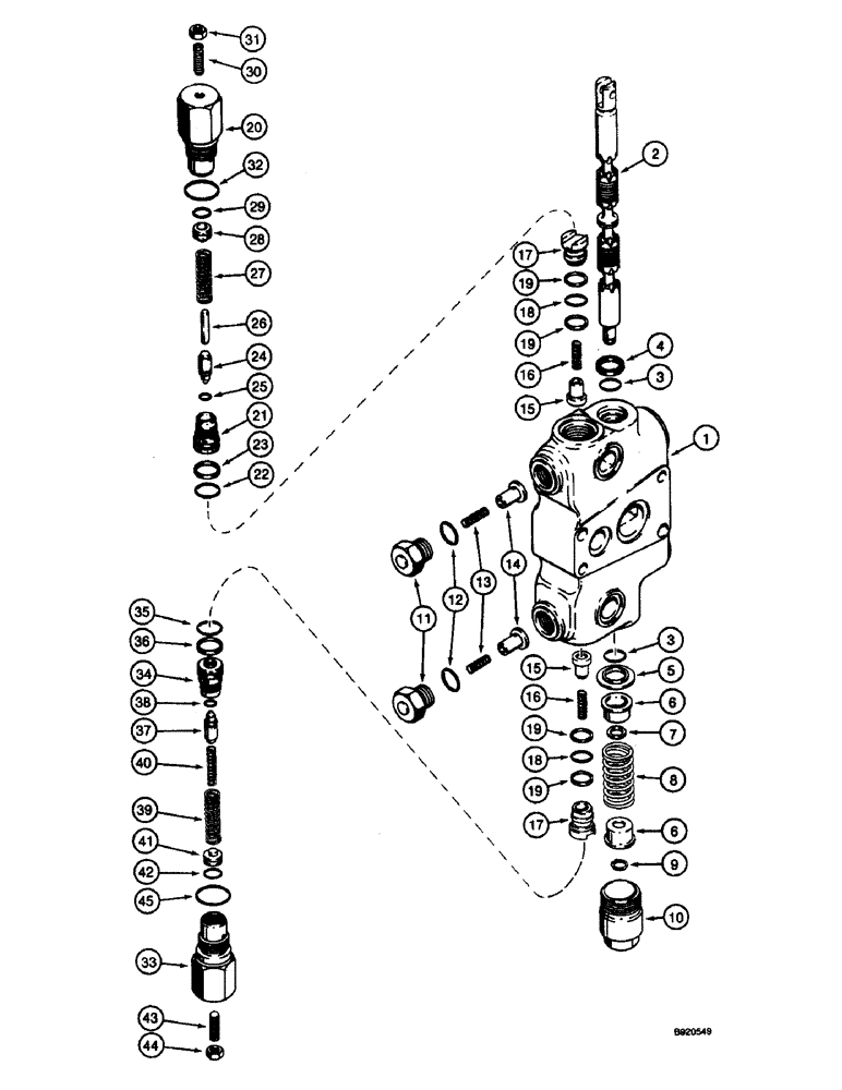Схема запчастей Case 590 - (8-084) - BACKHOE CONTROL VALVE, BOOM SECTION (08) - HYDRAULICS