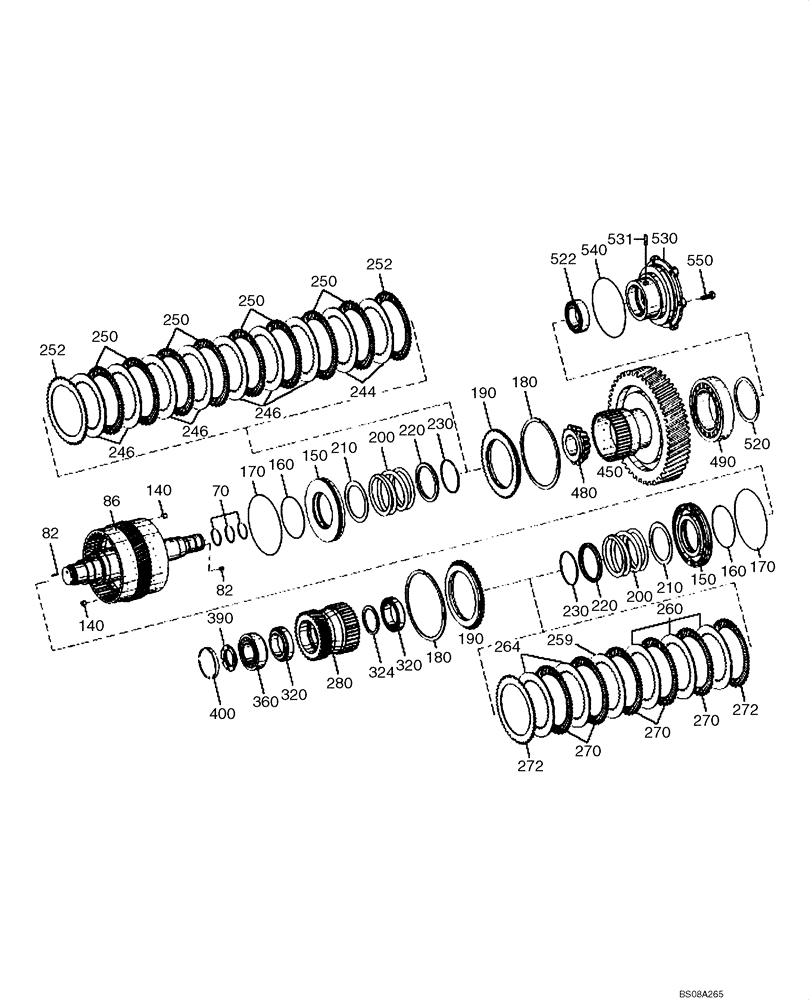 Схема запчастей Case 1221E - (06-09[01]) - TRANSMISSION - K3 / K4 CLUTCH ASSY (11LH-01100) (8) (06) - POWER TRAIN