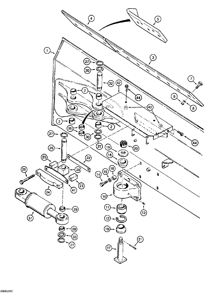 Схема запчастей Case 1150G - (9-004) - 74 INCH GAUGE TRACK, BLADE AND TILT CYLINDER MOUNTING (05) - UPPERSTRUCTURE CHASSIS
