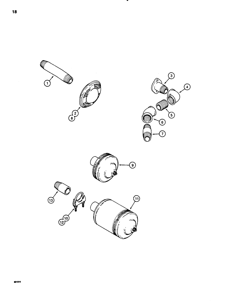 Схема запчастей Case P60 - (018) - MUFFLER AND EXHAUST SYSTEMS, WISCONSIN GAS EXHAUST SYSTEM (10) - ENGINE