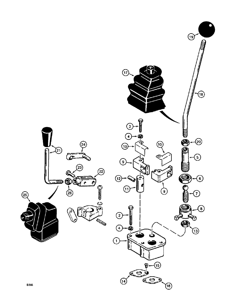 Схема запчастей Case 860 - (8-048) - BACKHOE CONTROL VALVE ASSEMBLY - H672270 (KONTAK) - DUAL CONTROL AND STABILIZER LEVERS (08) - HYDRAULICS