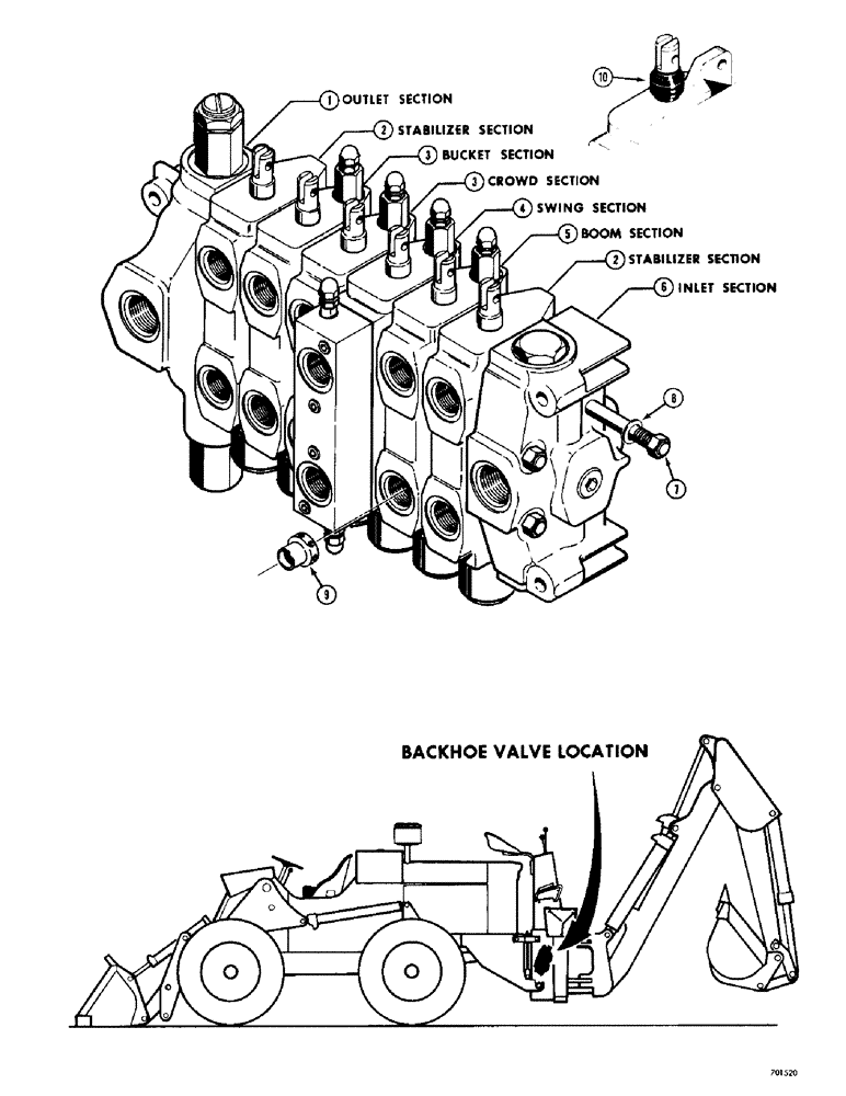 Схема запчастей Case 34 - (158) - D38705 AND D44379 BACKHOE CONTROL VALVES 