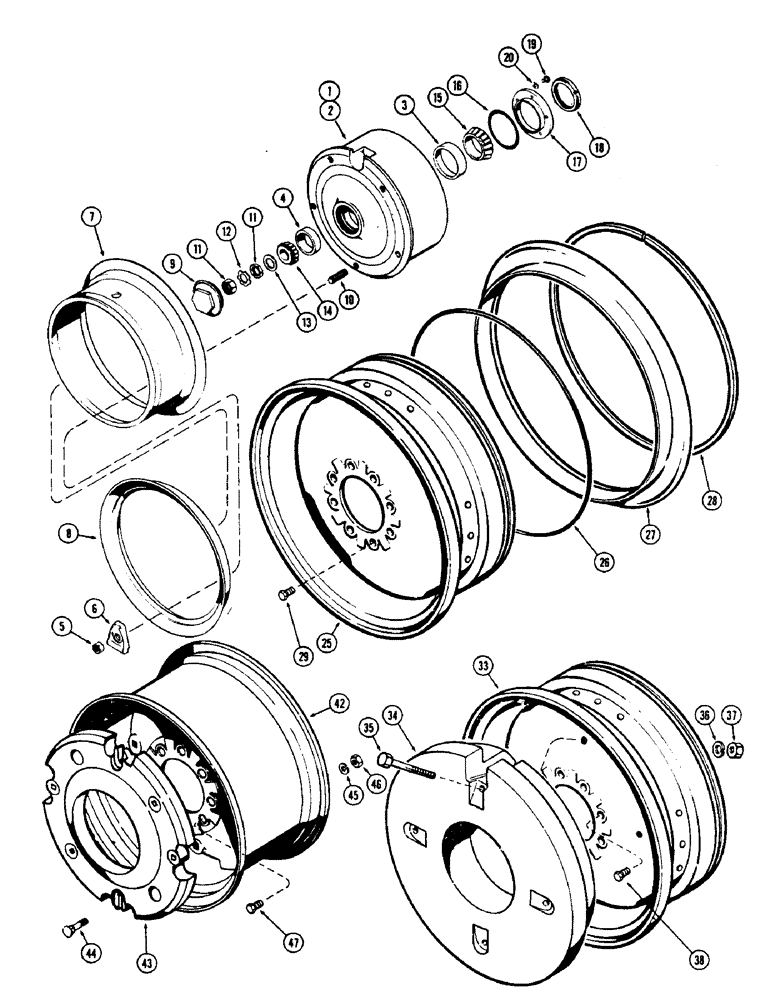 Схема запчастей Case 500 - (108) - REAR STEERING WHEELS (05) - UPPERSTRUCTURE CHASSIS