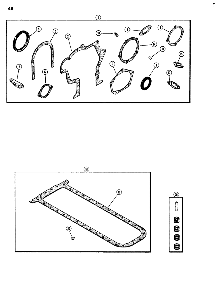 Схема запчастей Case 680G - (046) - ENGINE GASKET KITS, 336BD DIESEL ENGINES, CYLINDER BLOCK KIT, OIL PAN KIT (02) - ENGINE