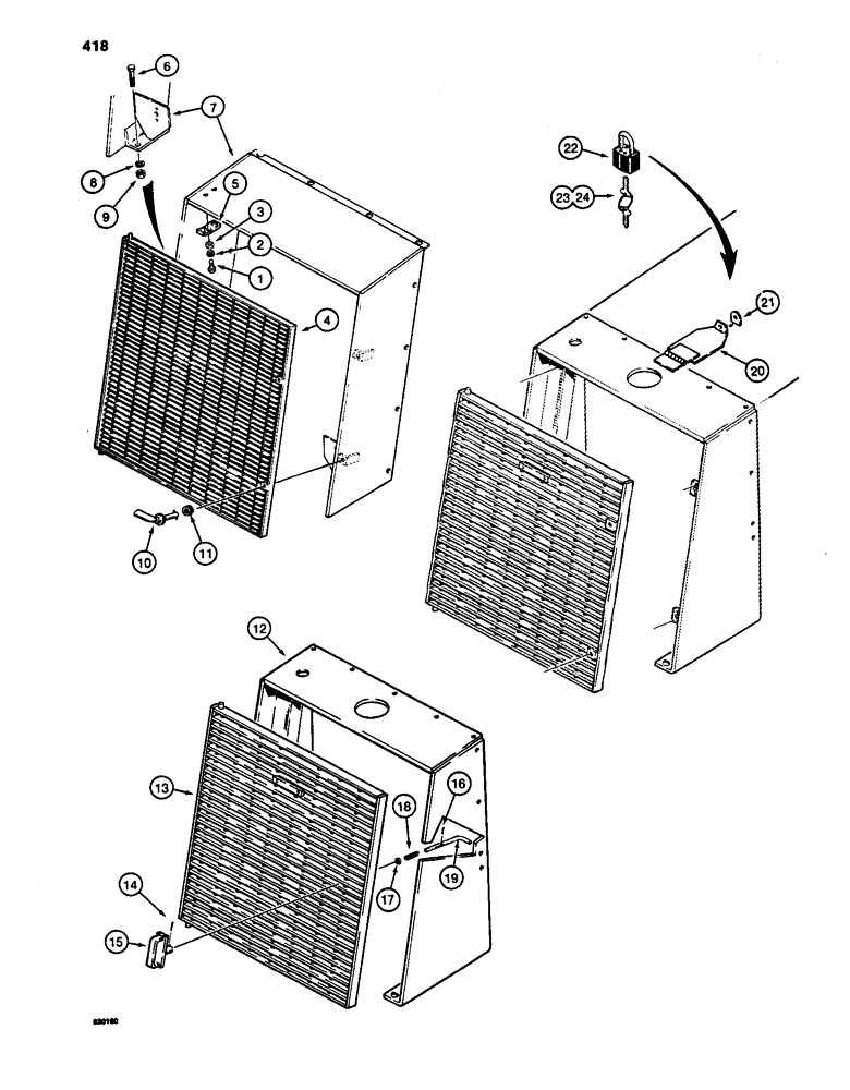 Схема запчастей Case W24C - (418) - GRILLE AND RADIATOR GUARD (09) - CHASSIS/ATTACHMENTS