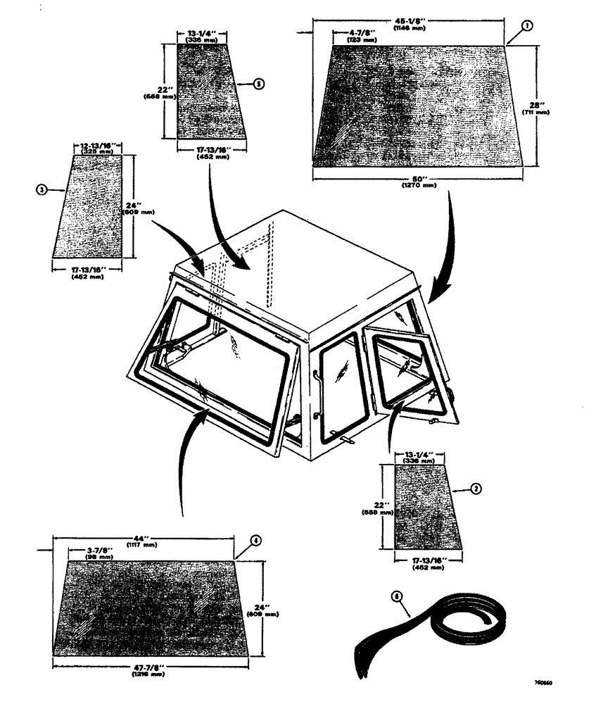 Схема запчастей Case W26B - (332) - L48776 OPERATORS CAB GLASS AND MOULDING (09) - CHASSIS