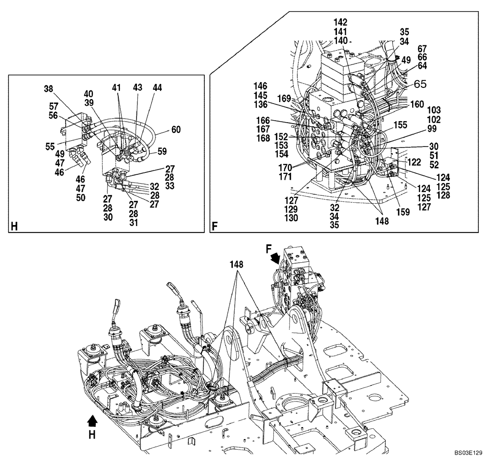 Схема запчастей Case CX135SR - (08-039) - PILOT CONTROL LINES - MODELS WITH DOZER BLADE (08) - HYDRAULICS