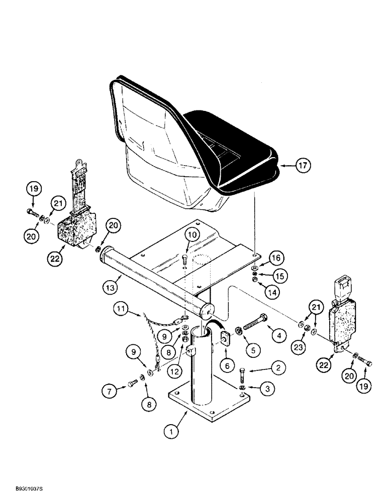 Схема запчастей Case 621B - (9-040) - SEAT AND MOUNTING PARTS, NON-SUSPENSION SEAT, SEAT MOUNTING (09) - CHASSIS/ATTACHMENTS