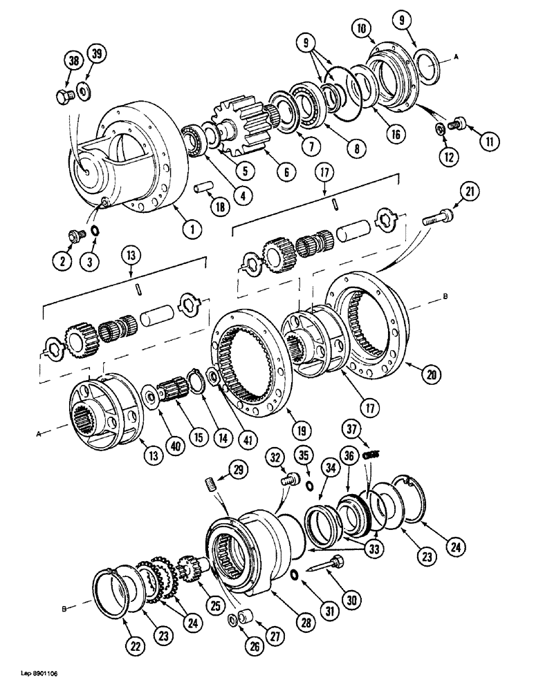 Схема запчастей Case 1088 - (6-14) - SWING TRANSMISSION (06) - POWER TRAIN