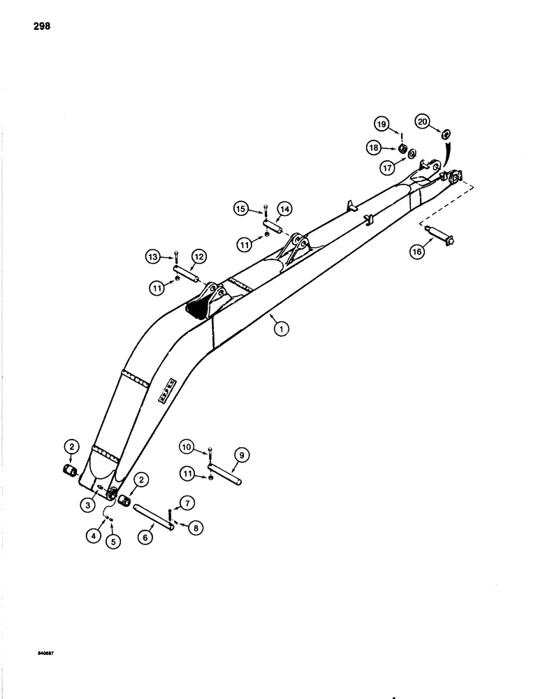 Схема запчастей Case 1080 - (298) - E BOOM AND PINS (84) - BOOMS, DIPPERS & BUCKETS