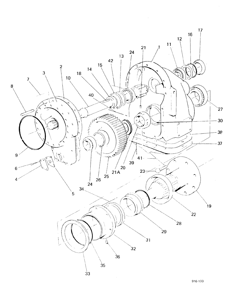 Схема запчастей Case 580F - (090) - FINAL DRIVE AND REDUCTION GEARS (27) - REAR AXLE SYSTEM
