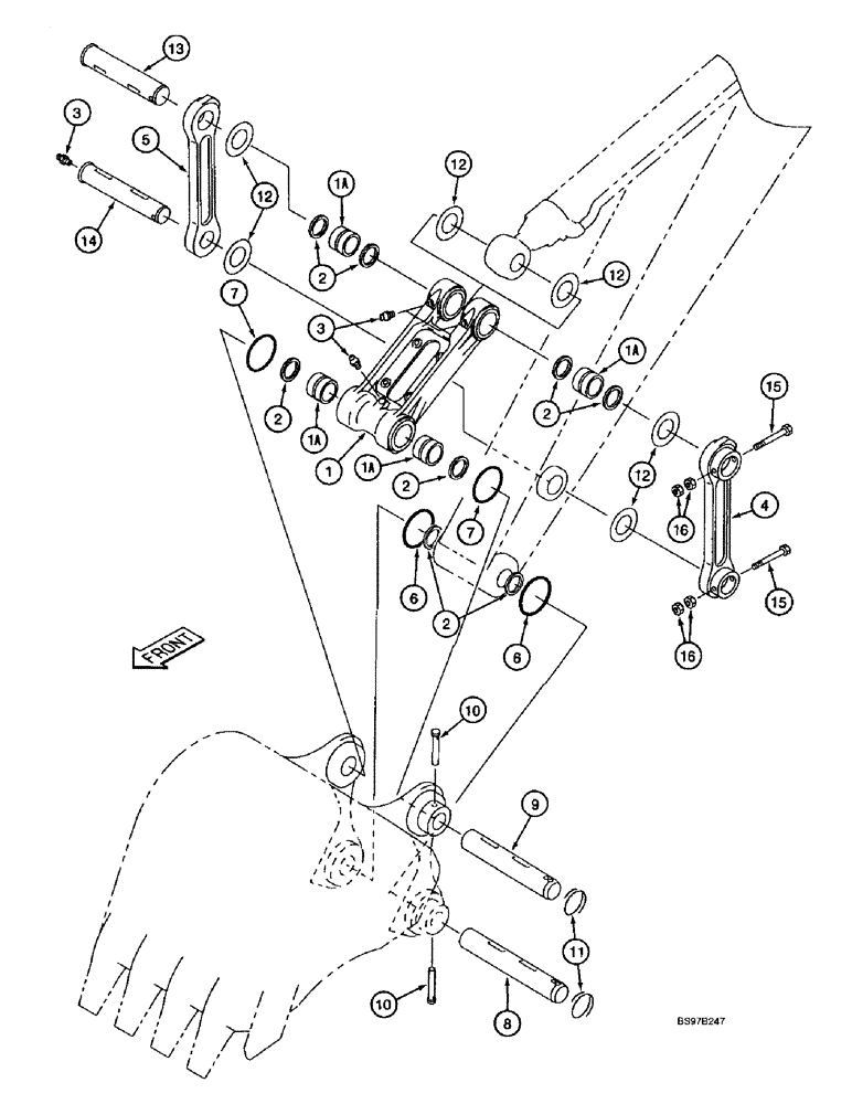 Схема запчастей Case 9040B - (9-106) - ARM LINKAGE, LONG REACH (25 FT. 11 INCH) ARM ONLY (09) - CHASSIS