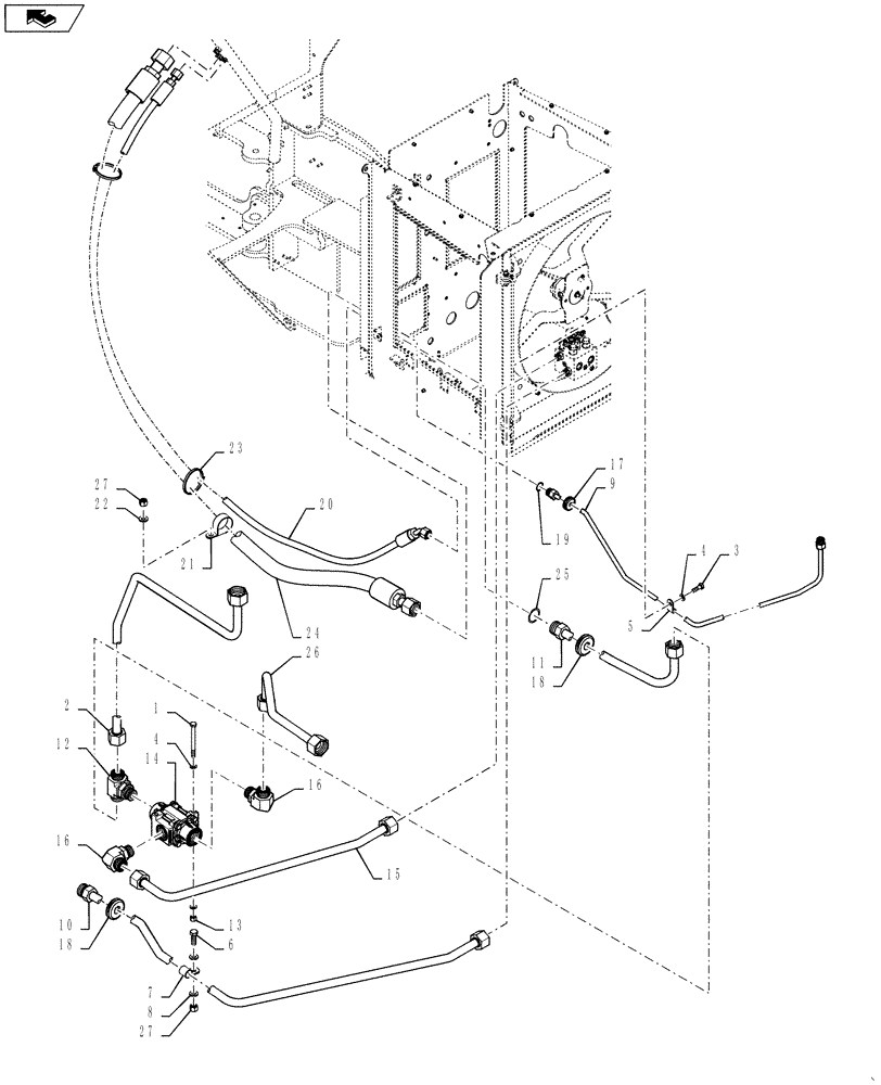 Схема запчастей Case 1121F - (35.526.01[04]) - COOLING FAN RELIEF VALVE INSTALLATION-WITH REVERSING (35) - HYDRAULIC SYSTEMS