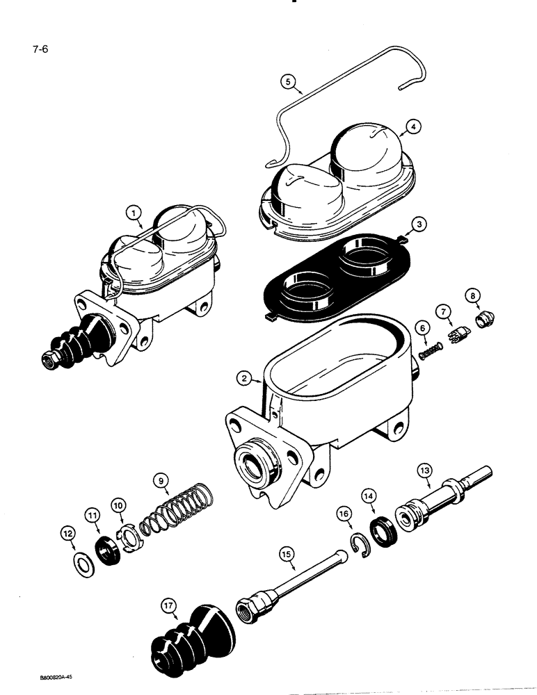 Схема запчастей Case 450C - (7-06) - D131596 BRAKE MASTER CYLINDER ASSEMBLY (07) - BRAKES