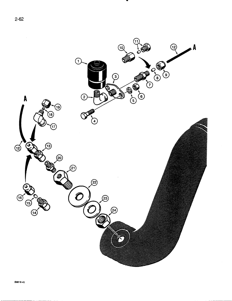 Схема запчастей Case 450C - (2-62) - AIR RESTRICTION INDICATOR, MODELS WITH A TURBOCHARGER (02) - ENGINE