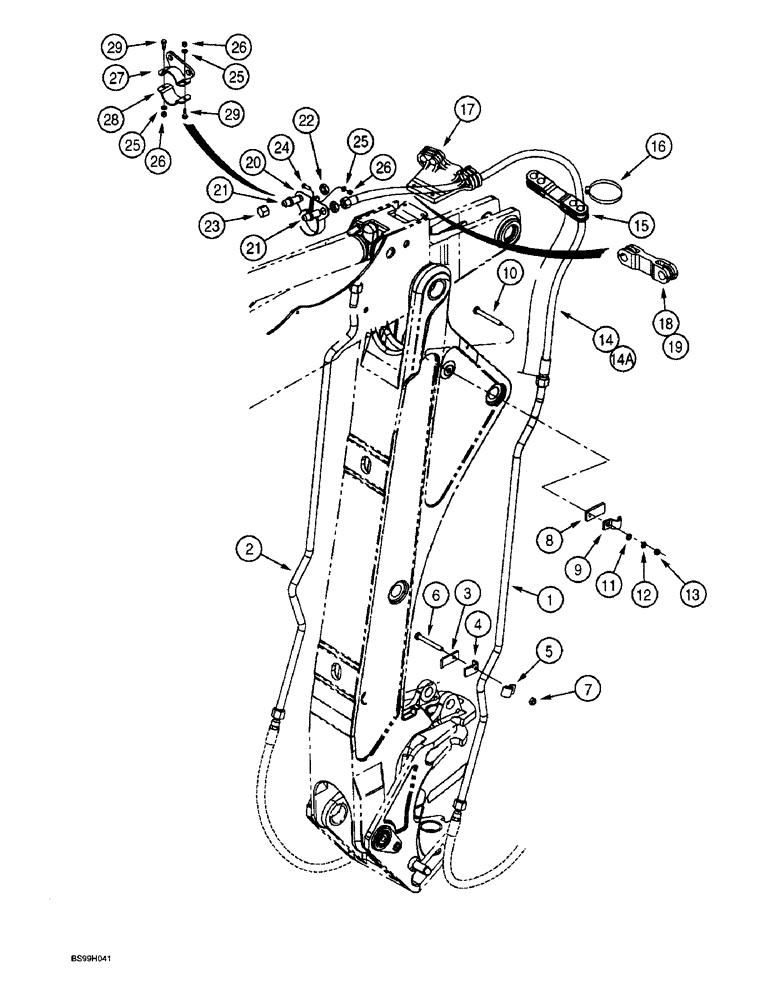 Схема запчастей Case 580L - (8-050) - BACKHOE AUXILIARY HYDRAULICS, AT BOOM AND DIPPER (08) - HYDRAULICS