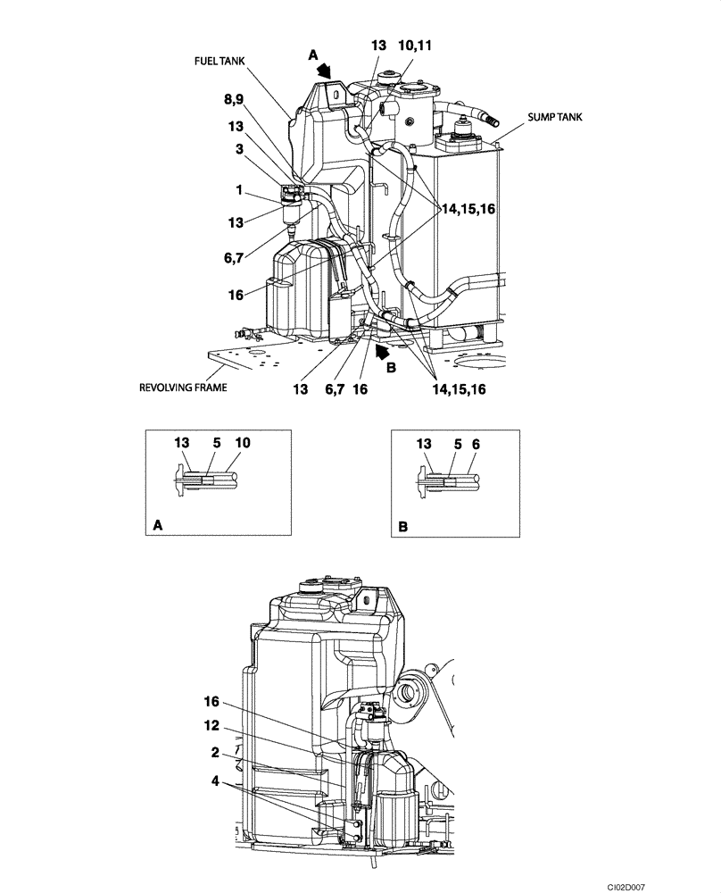 Схема запчастей Case CX75SR - (03-03) - FUEL LINES (03) - FUEL SYSTEM