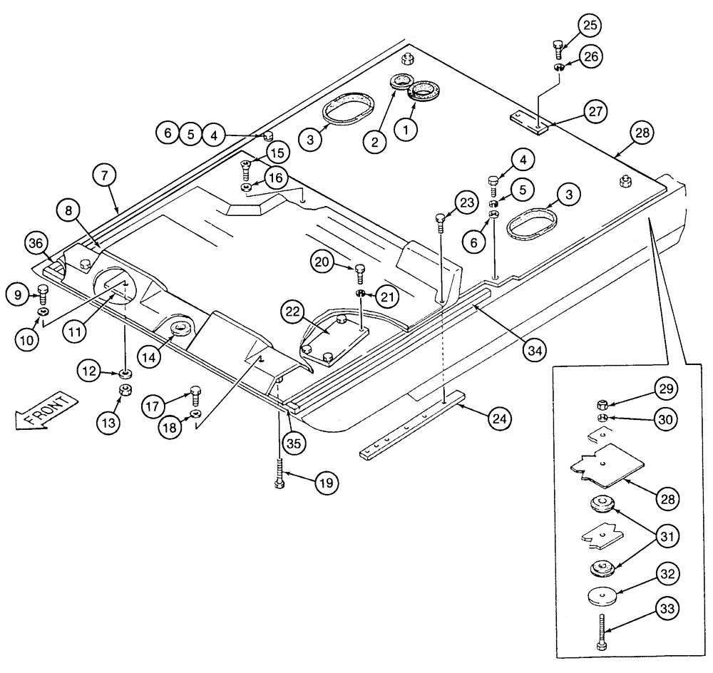 Схема запчастей Case 9050 - (9-40) - CAB FLOOR AND MOUNTING (09) - CHASSIS