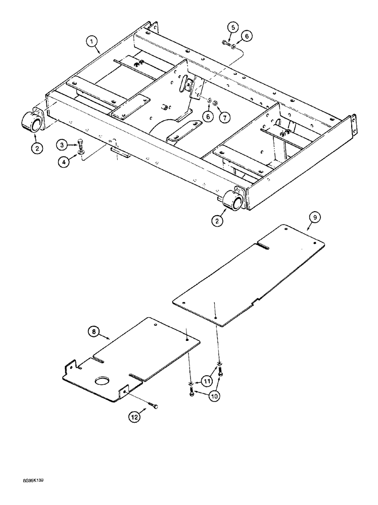 Схема запчастей Case 1150G - (9-020) - SEAT AND RESERVOIRS FRAME AND GUARDS (05) - UPPERSTRUCTURE CHASSIS