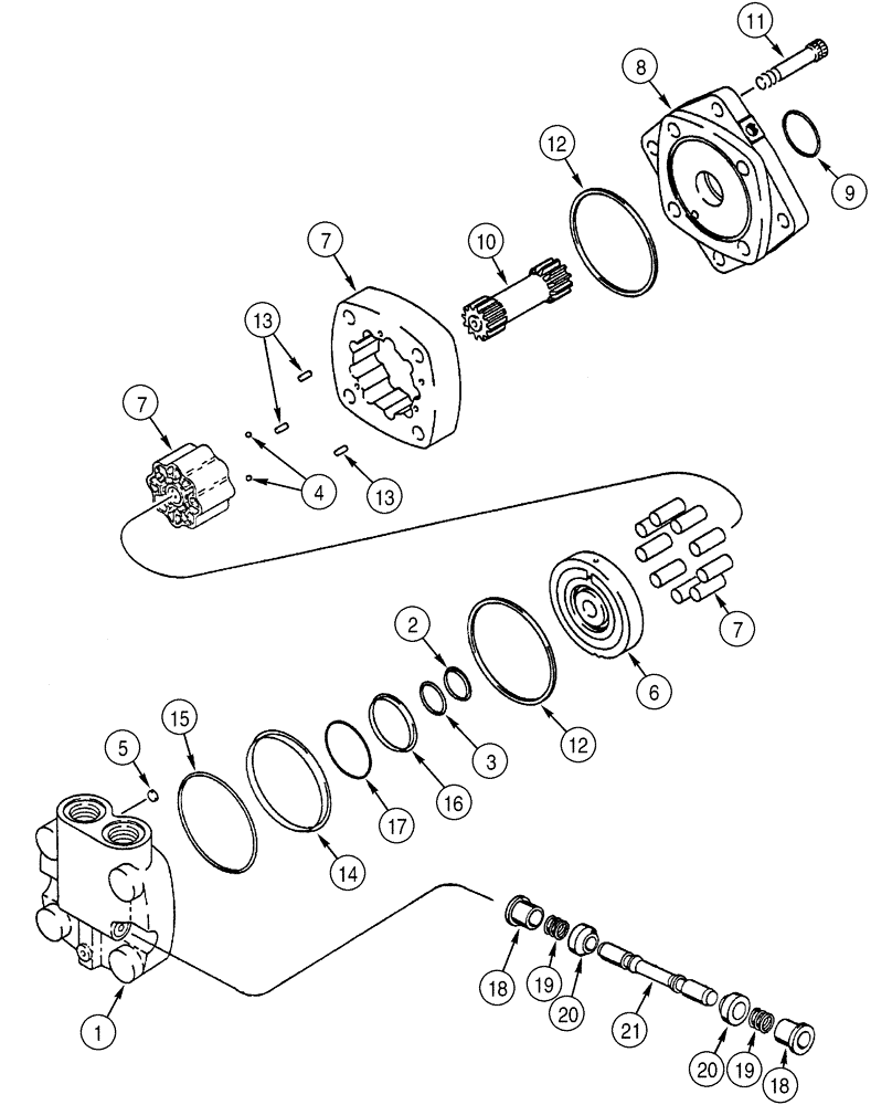Схема запчастей Case 460 - (8-084) - TRENCHER DRIVE MOTOR ASSEMBLY, 117981A1, DIRECT DRIVE TRENCHER (08) - HYDRAULICS