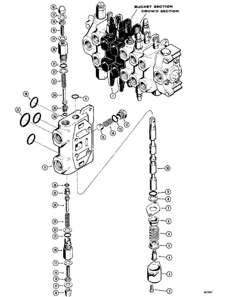 Схема запчастей Case 34 - (152) - D40750 BACKHOE BUCKET AND CROWD SECTION 