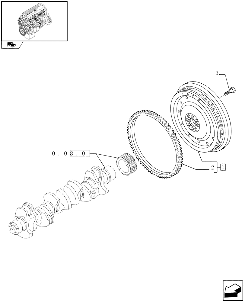 Схема запчастей Case F3BE0684N E904 - (0.08.3) - FLYWHEEL (504053886) 