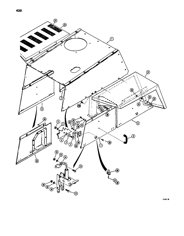 Схема запчастей Case W24C - (420) - REAR FENDERS AND SIDE PANELS (09) - CHASSIS/ATTACHMENTS