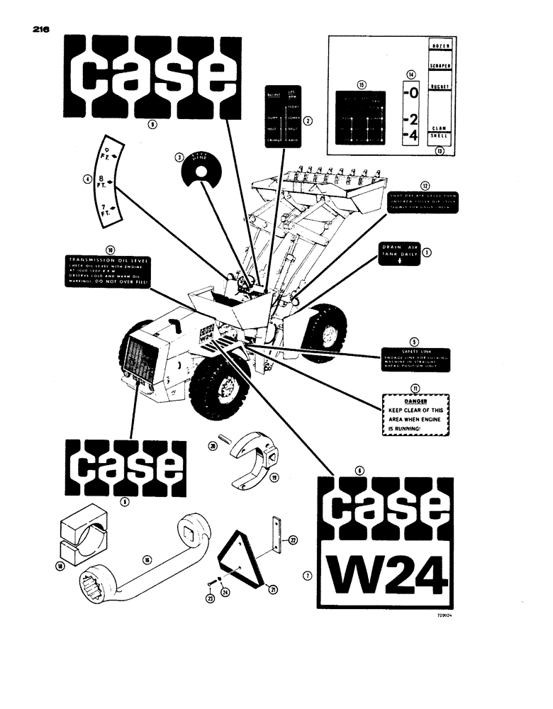 Схема запчастей Case W24 - (216) - DECALS (09) - CHASSIS
