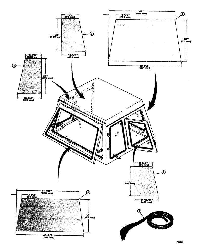 Схема запчастей Case W26B - (336) - L53991 OPERATORS CAB GLASS AND MOULDING (09) - CHASSIS