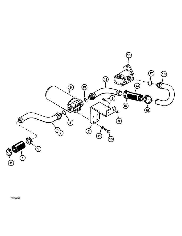 Схема запчастей Case 1150E - (6-50) - TRANSMISSION HYDRAULIC CIRCUIT, TRANSMISSION TO CHARGING PUMP SUCTION LINE (06) - POWER TRAIN