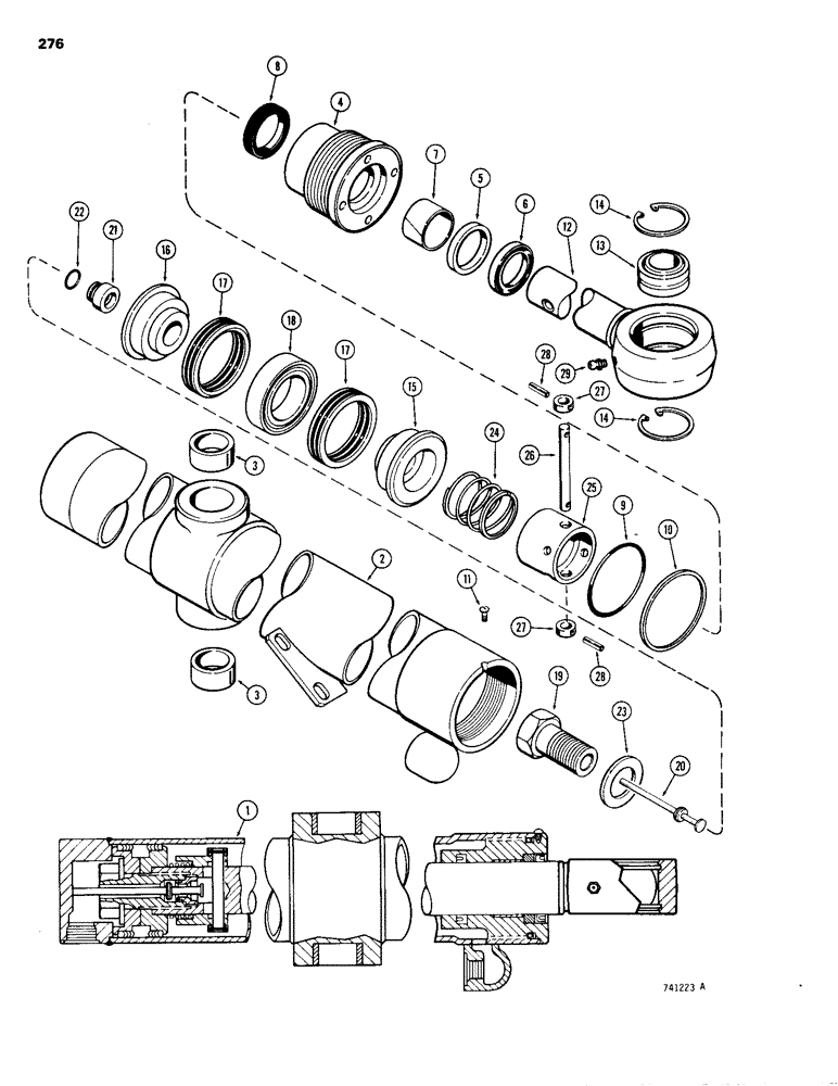 Схема запчастей Case 1150B - (276) - G100085 AND G100084 DOZER LIFT CYLINDERS, TILT DOZER, GLAND IS STAMPED W/ CYLINDER PART NUMBER (07) - HYDRAULIC SYSTEM