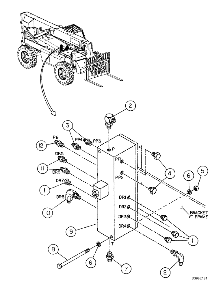 Схема запчастей Case 686G - (8-20) - HYD DRAIN MANIFOLD & FTGS(BTW 686G JFE0000500 - 0706;686GXR JFE0001500 - 1848;688G JFE0003500 - 3613 (08) - HYDRAULICS
