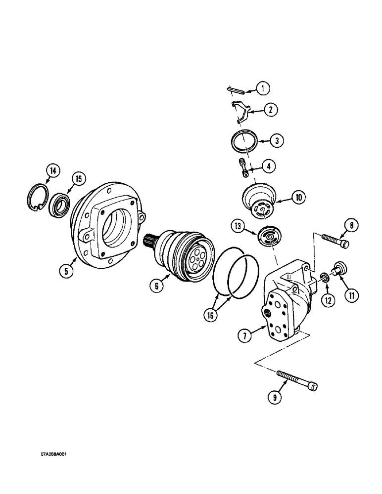 Схема запчастей Case 1088 - (7-16) - TRACK DRIVE HYDRAULIC MOTOR (07) - BRAKES
