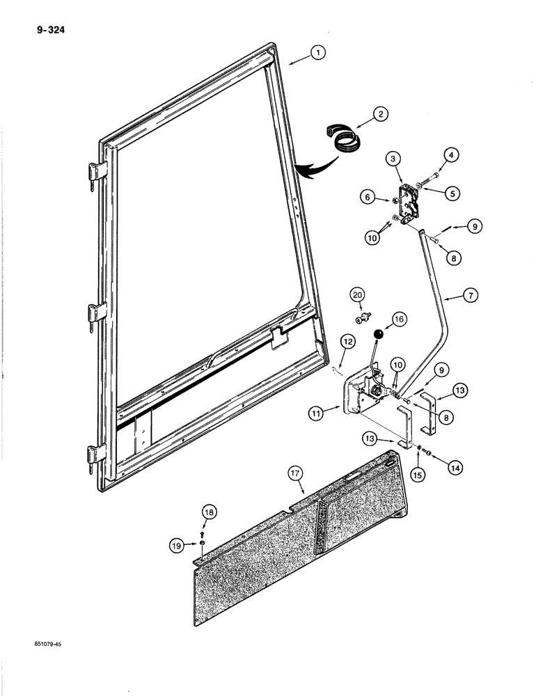 Схема запчастей Case 1080B - (9-324) - CAB DOOR ASSEMBLY (09) - CHASSIS