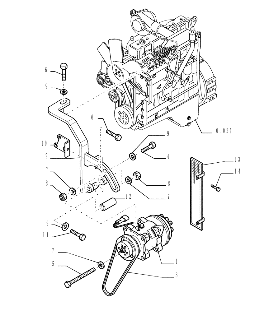 Схема запчастей Case 1850K - (9.654[03]) - AIR CONDITIONING - COMPRESSOR - OPTIONAL CODE 784110131 (19) - OPTIONS