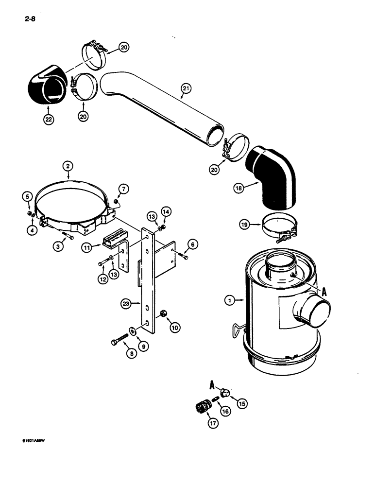 Схема запчастей Case 1187C - (2-08) - AIR CLEANER MOUNTING (02) - ENGINE