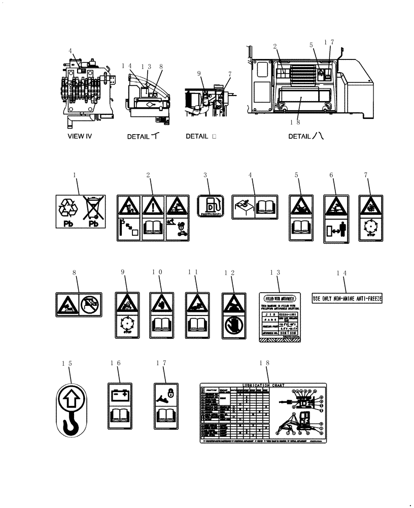 Схема запчастей Case CX27B - (950-18[2]) - DECALS (90) - PLATFORM, CAB, BODYWORK AND DECALS