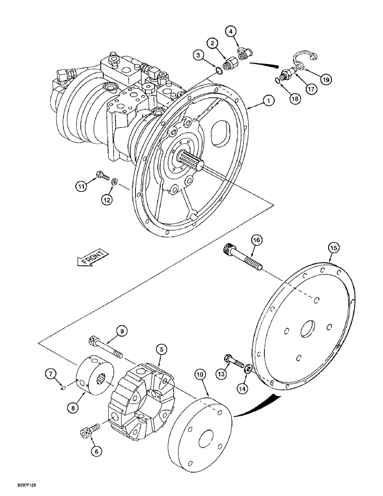 Схема запчастей Case 9010B - (8-004) - HYDRAULIC PUMP AND COUPLING (08) - HYDRAULICS