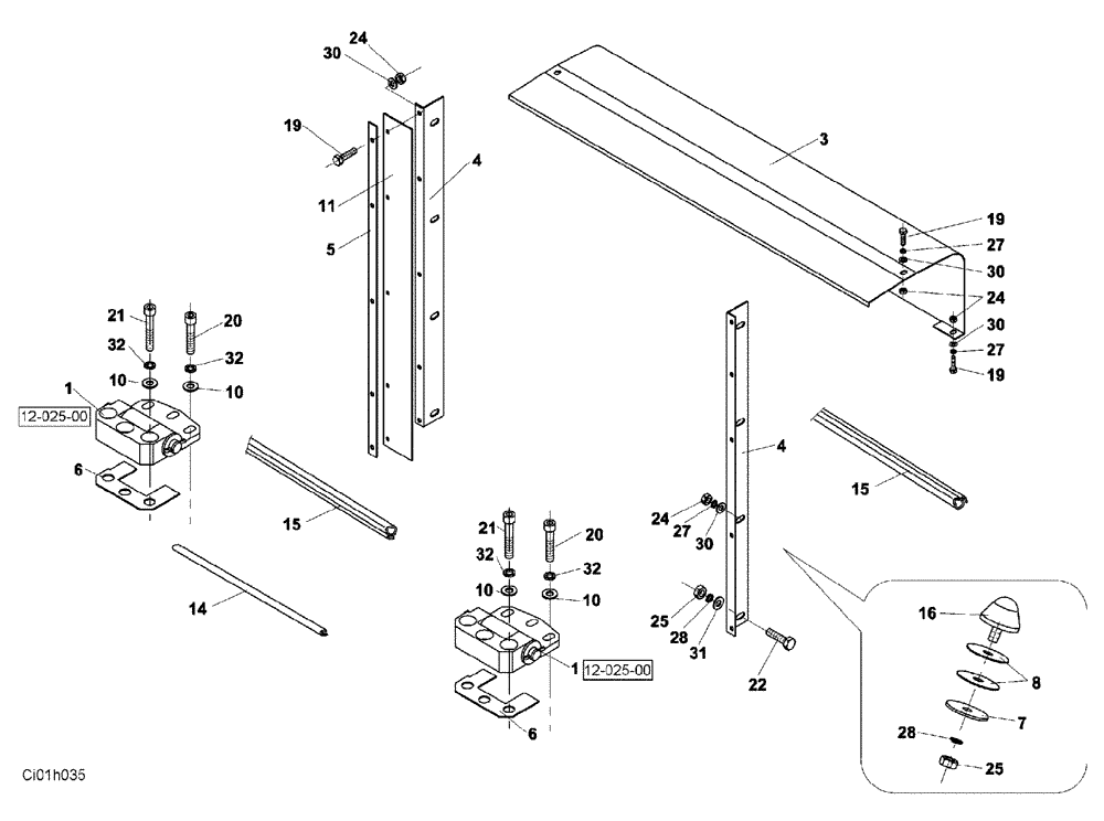 Схема запчастей Case SR20 - (12-024-00[01]) - ENGINE COVER (12) - Chassis/Attachments