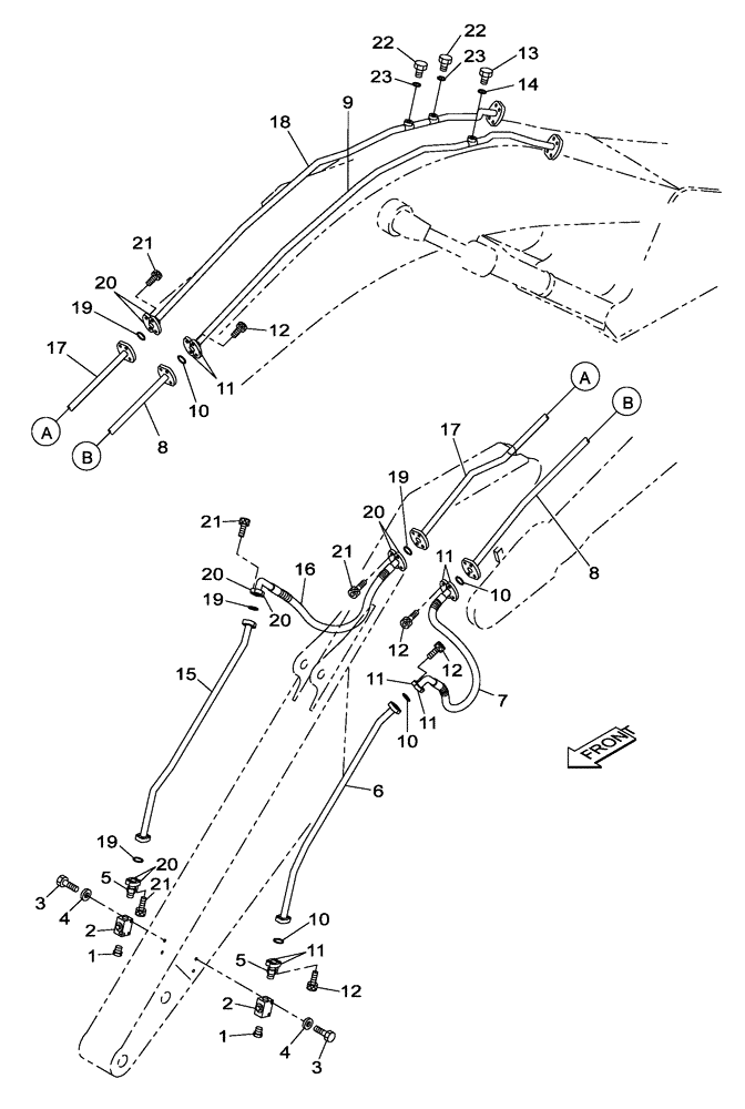 Схема запчастей Case CX350C - (08-020[00]) - HYDRAULIC CIRCUIT - MONOBLOCK BOOM - DIPPER - 4.04 M - OPTIONAL (08) - HYDRAULICS