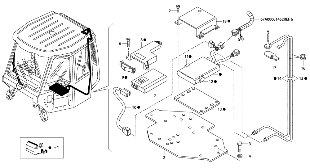 Схема запчастей Case 340 - (67A00001486[001]) - VARIOUS ELECTRICAL EQUIPMENTS (55) - ELECTRICAL SYSTEMS