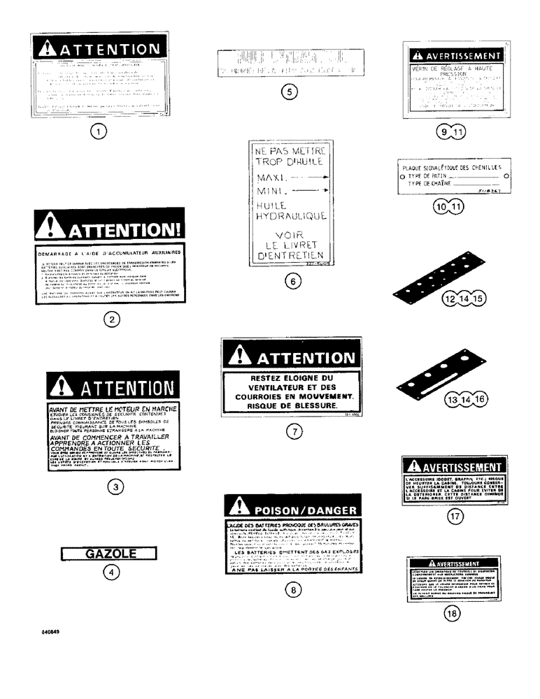 Схема запчастей Case 1187 - (352) - DECALS, SPECIAL FRENCH LANGUAGE DECALS (05) - UPPERSTRUCTURE CHASSIS