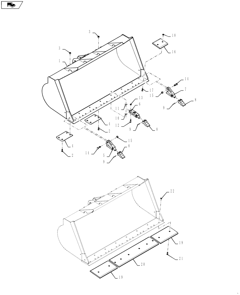 Схема запчастей Case 521F - (82.100.01[04]) - 1.75CU METER BUCKET WITH ATTACHMENTS (EU ONLY) (82) - FRONT LOADER & BUCKET