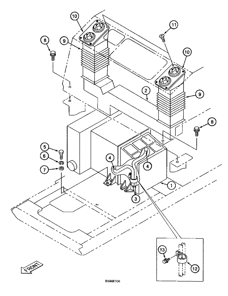 Схема запчастей Case 9040B - (9-086) - CAB AIR CONDITIONER (09) - CHASSIS